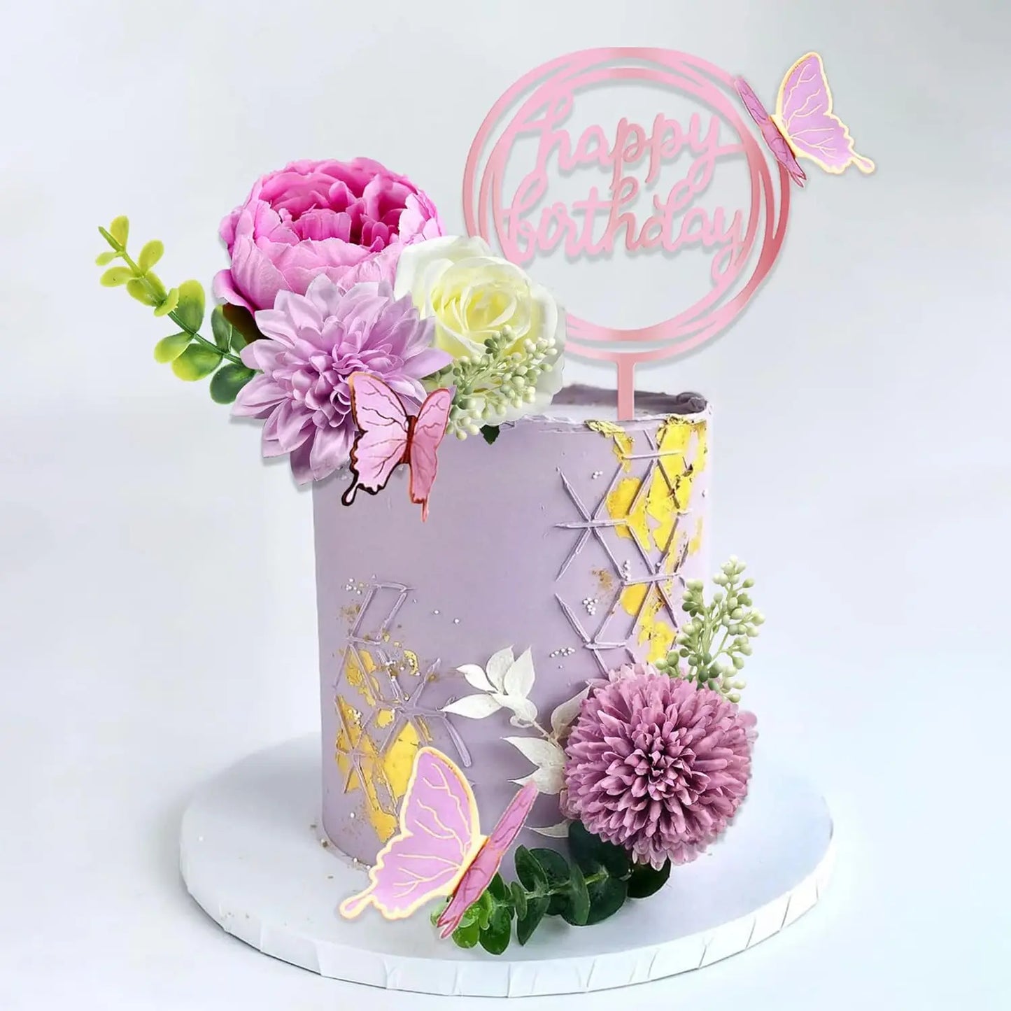 Happy birthday flower cake toppers
