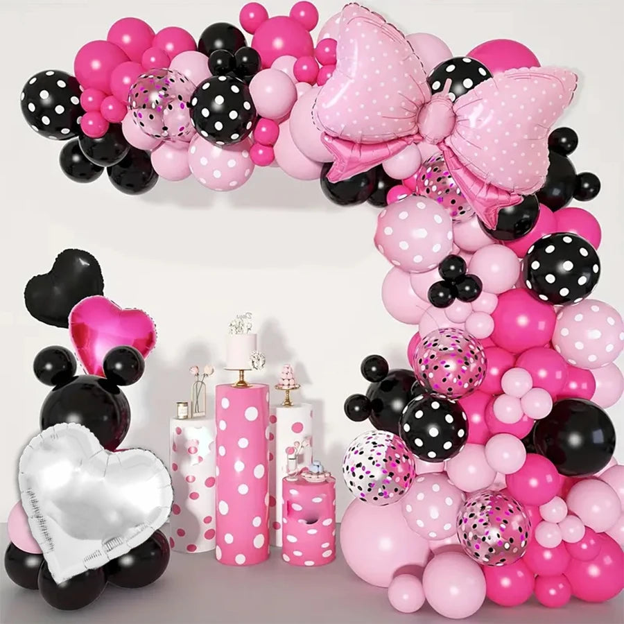 Pink & Black theme balloon arch