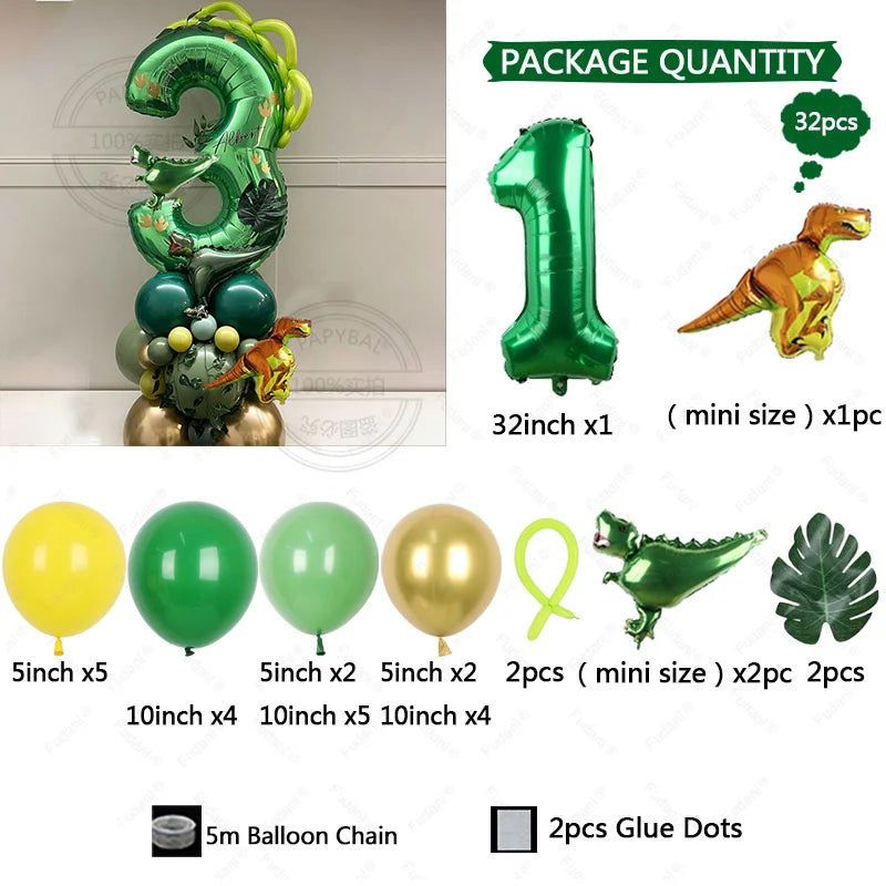 Dinosaur number balloons 32inch