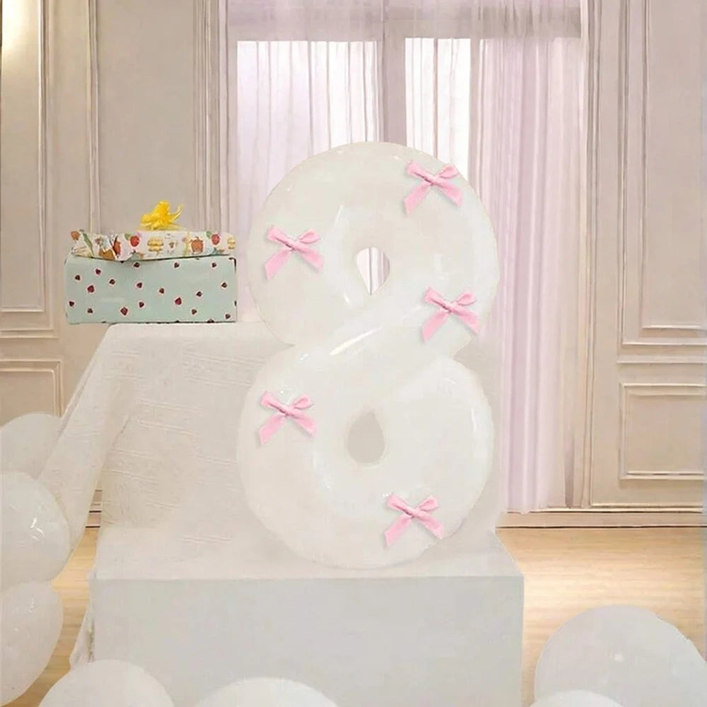 Pink Bow balloons number