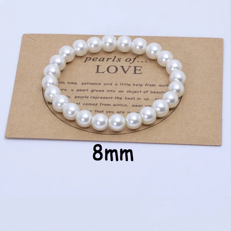 Girth Elastic Bracelet 5-10mm Imitation Pearl 18cm