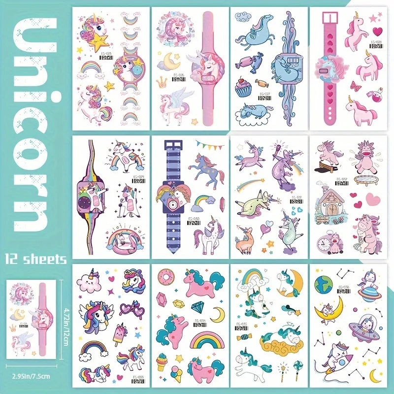 Glitter Unicorn tattoos 12 pc