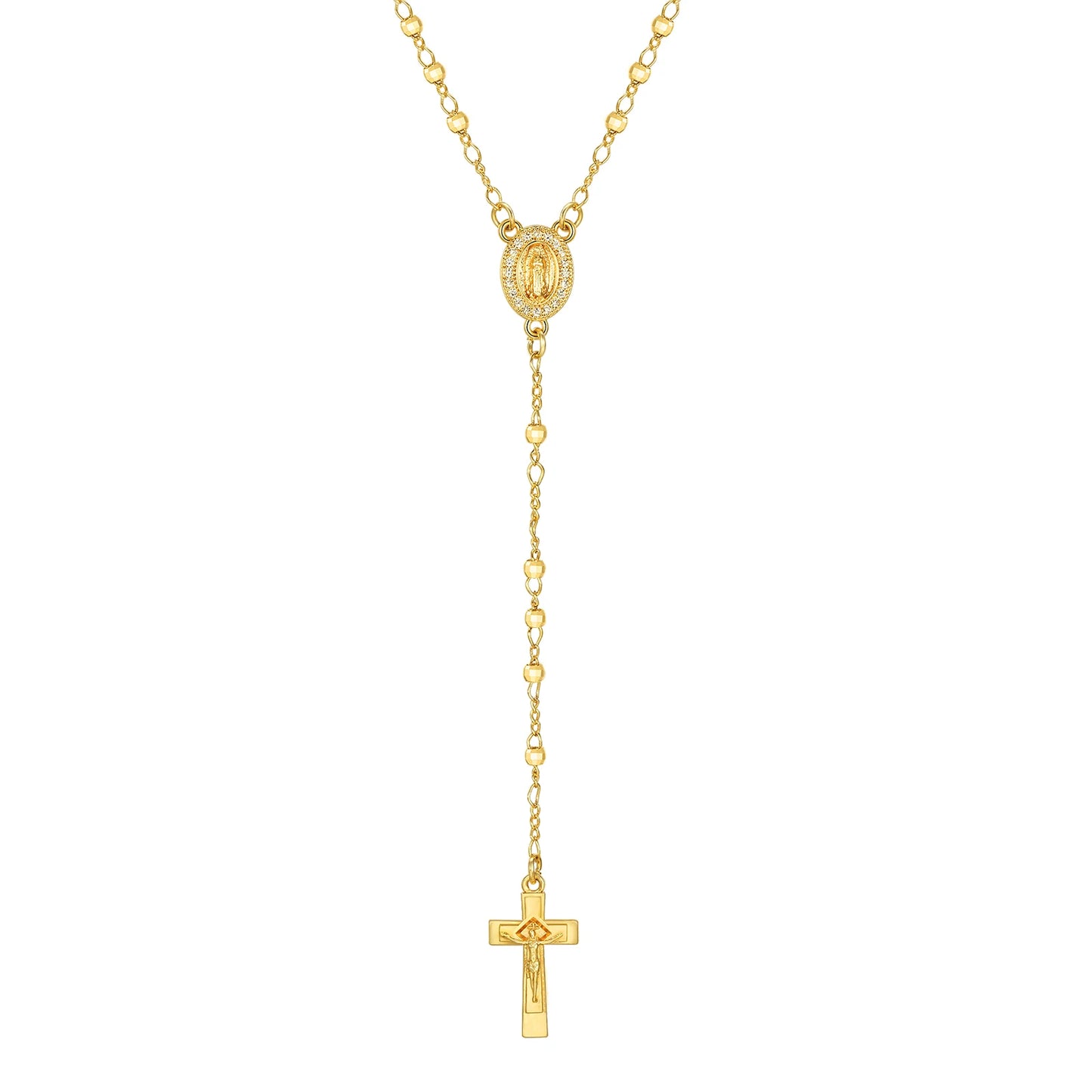 Virgin Mary Rosary & Cross of Jesus necklace