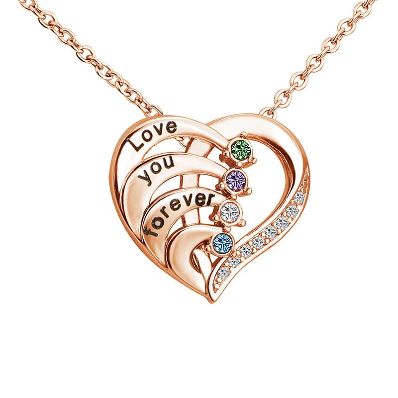 Personalized name hearts pendant necklace