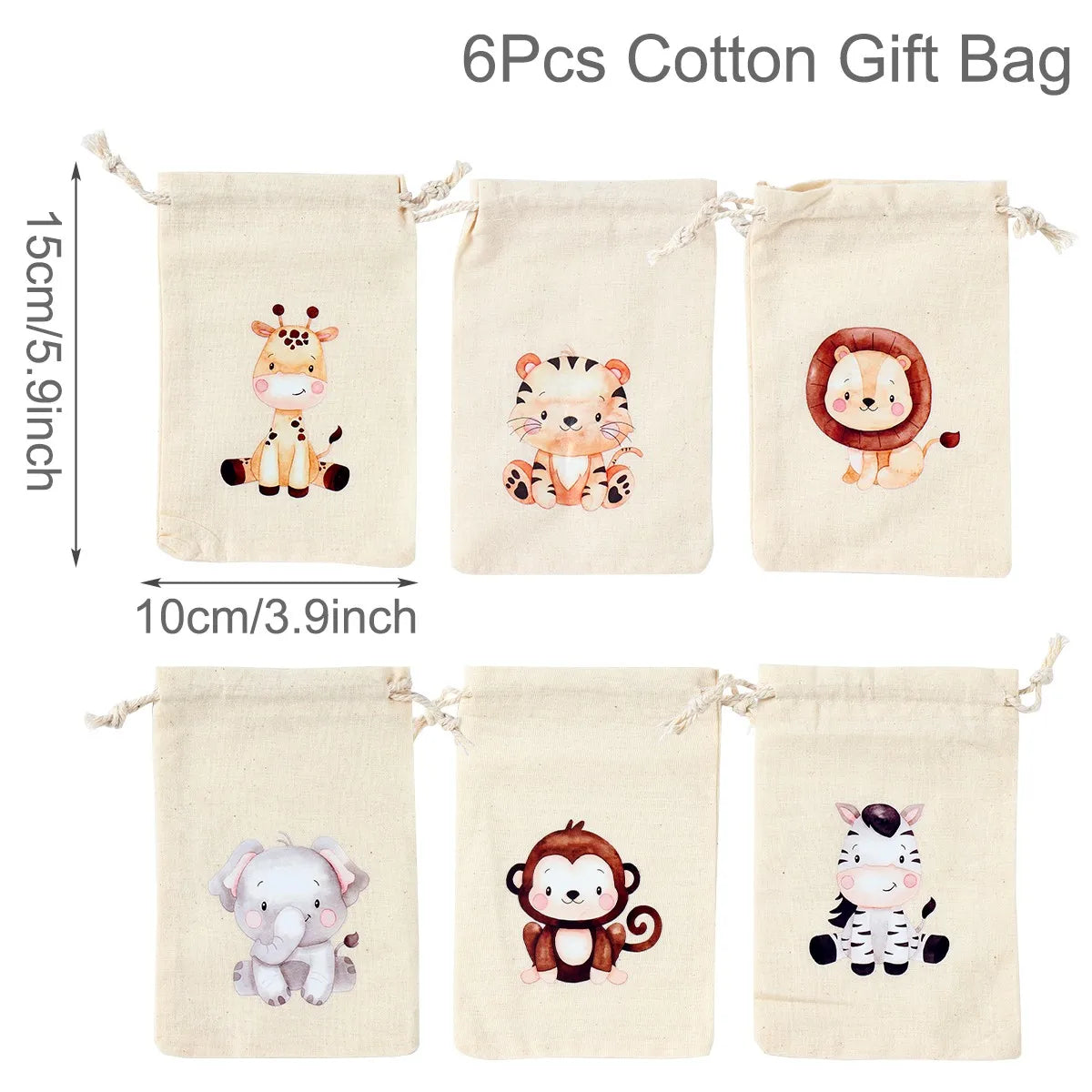 Animal character Gift Bags for Party 6pcs