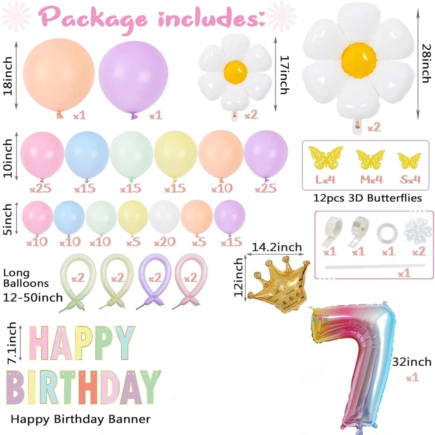 200PCS Macaron Foil Balloon Garland Set