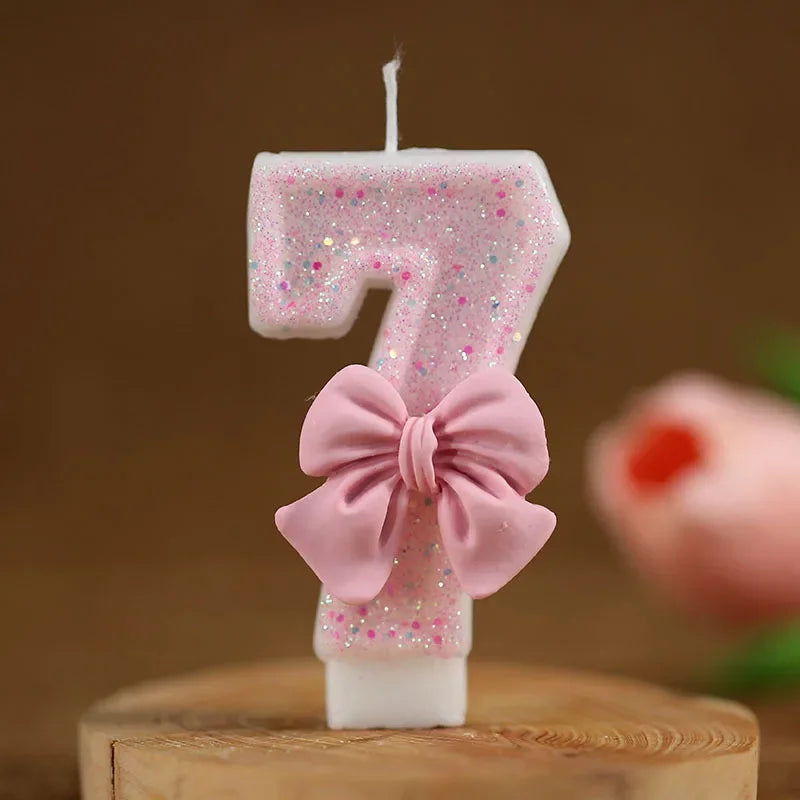 Pink Bow 3D candles