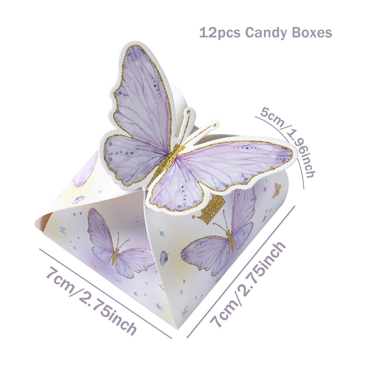 Candy gift box purple pink Butterfly 12pcs