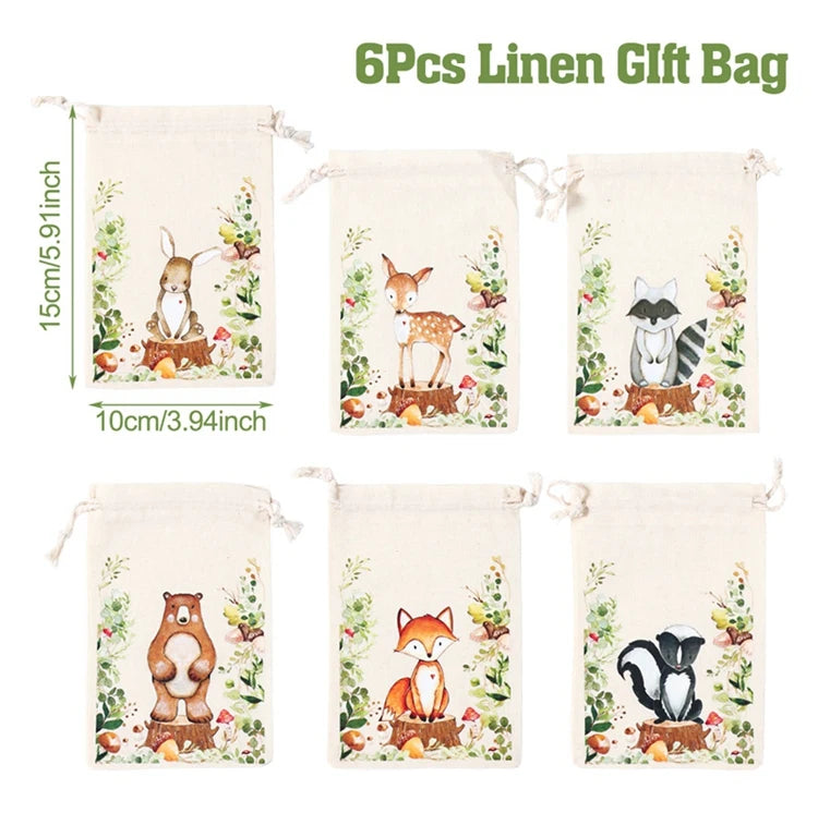 Animal character Gift Bags for Party 6pcs