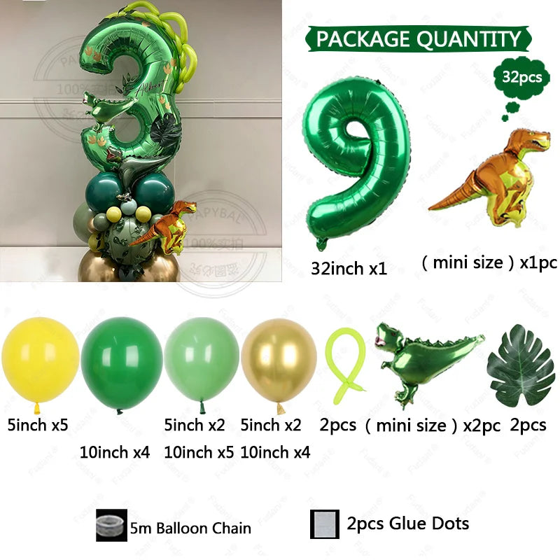 Dinosaur number balloons 32inch