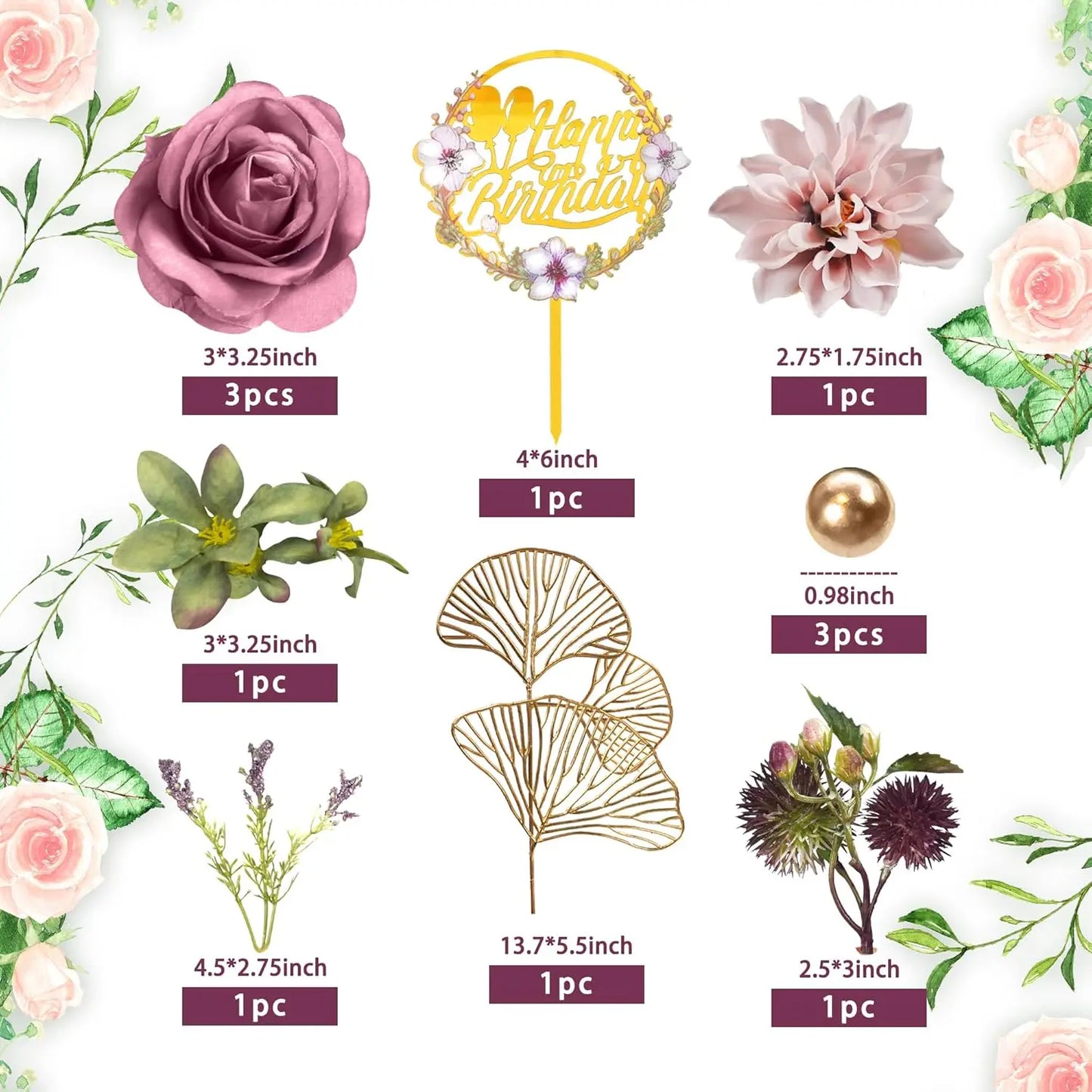Purple flower cake toppers