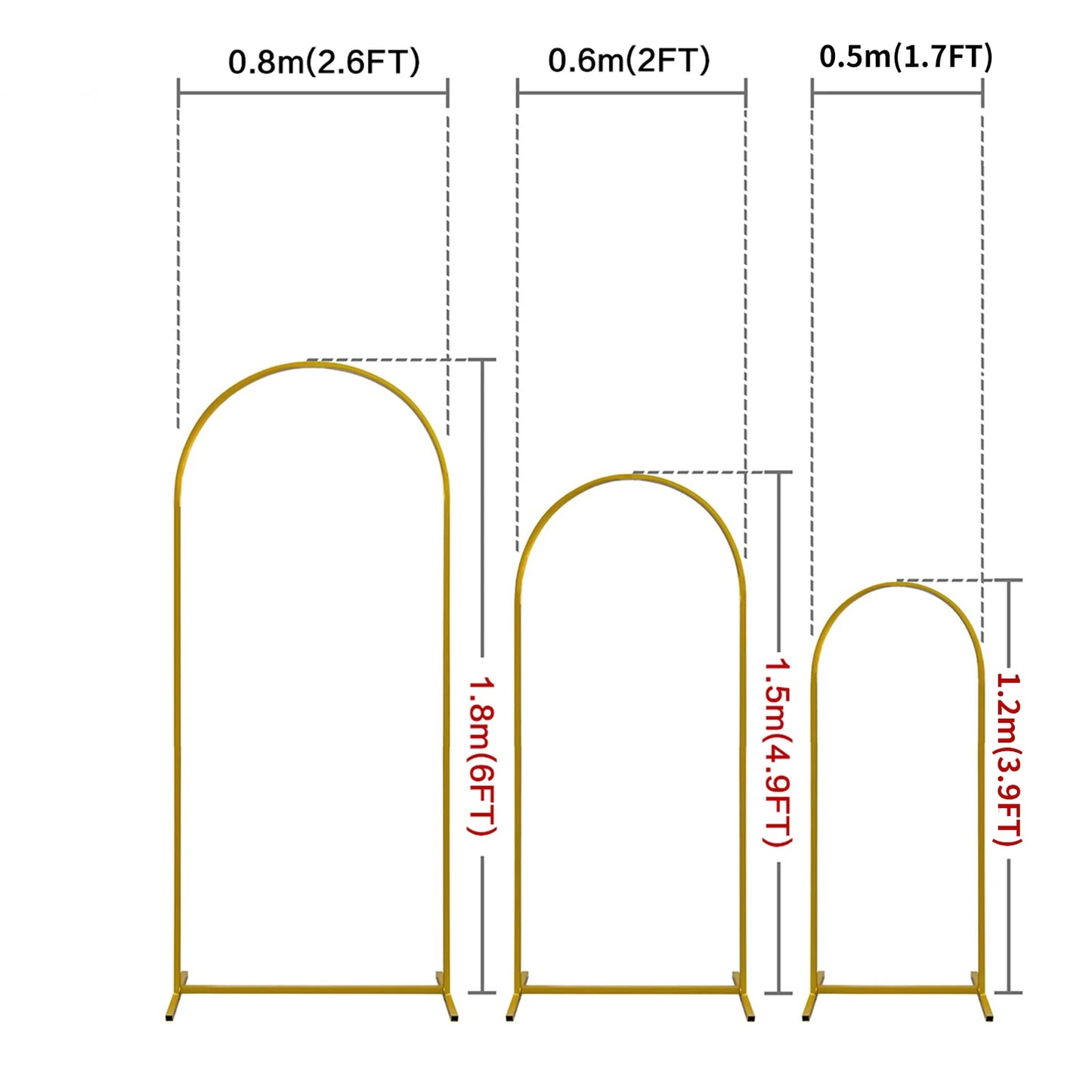 Gold arch backdrop stand, Set of 3