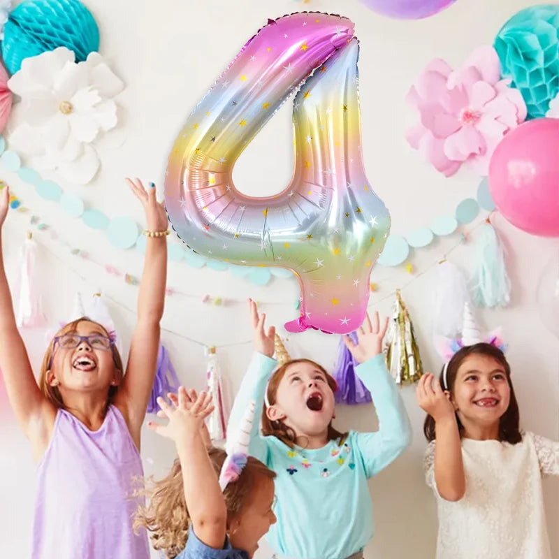Rainbow Unicorn balloon number foil 40inch