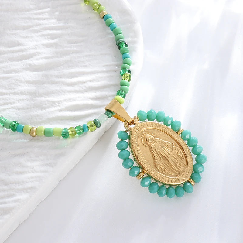 Catholic virgin Mary pendant necklace