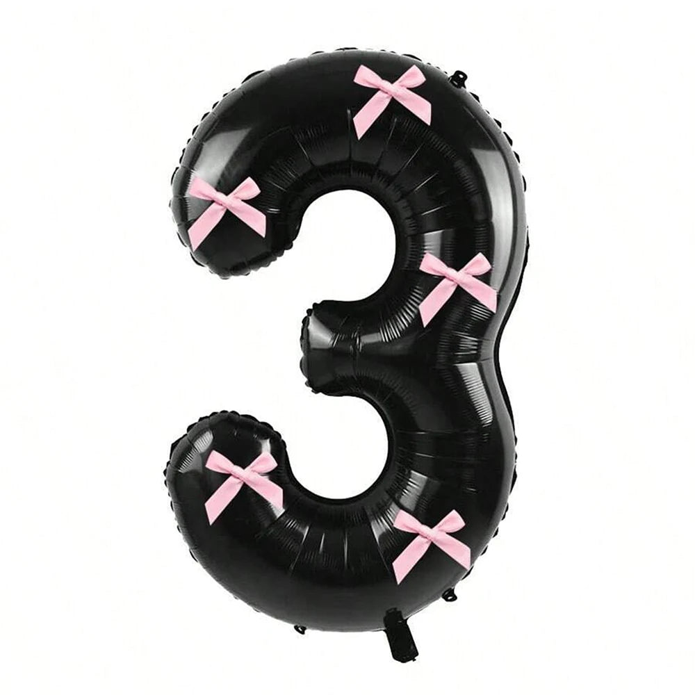 Pink Bow balloons number