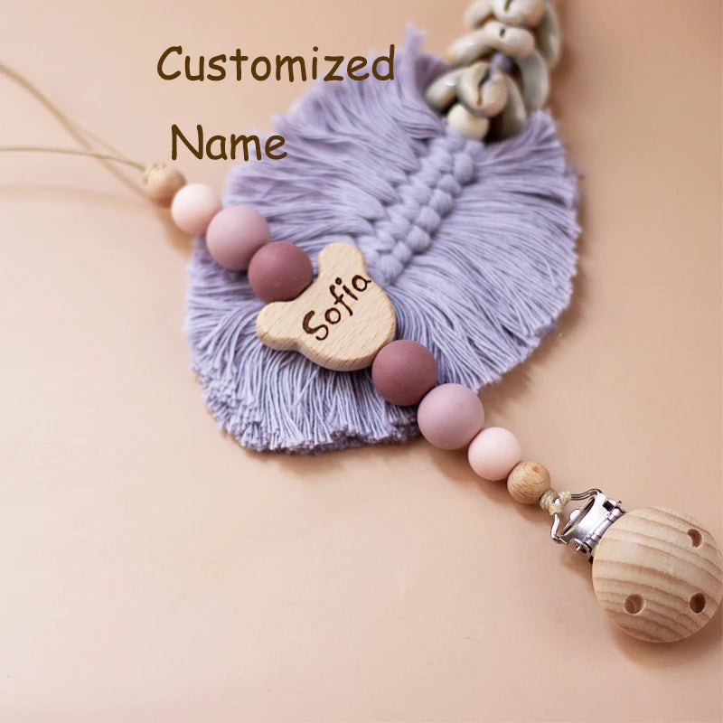 Custom name pacifier bead Silicone and Wooden dummy