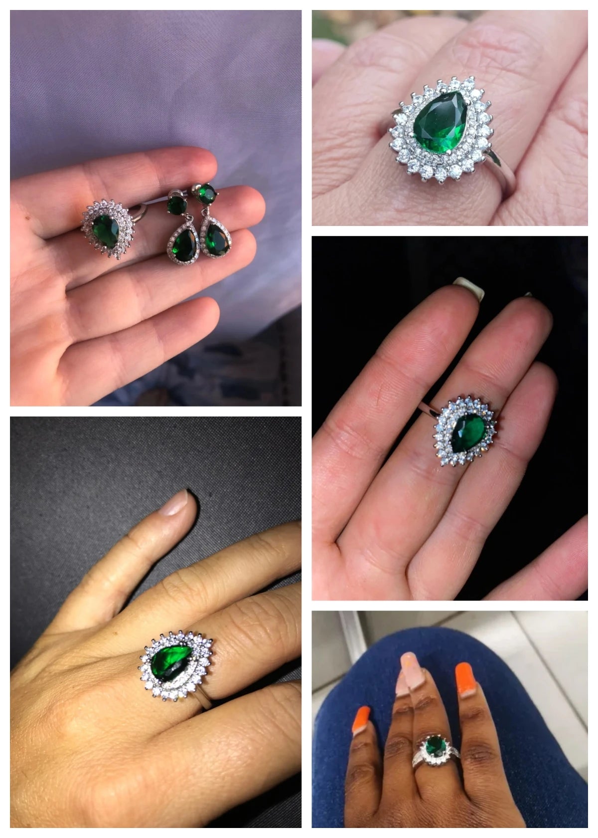 Lizza ring green Pear-shaped crystal