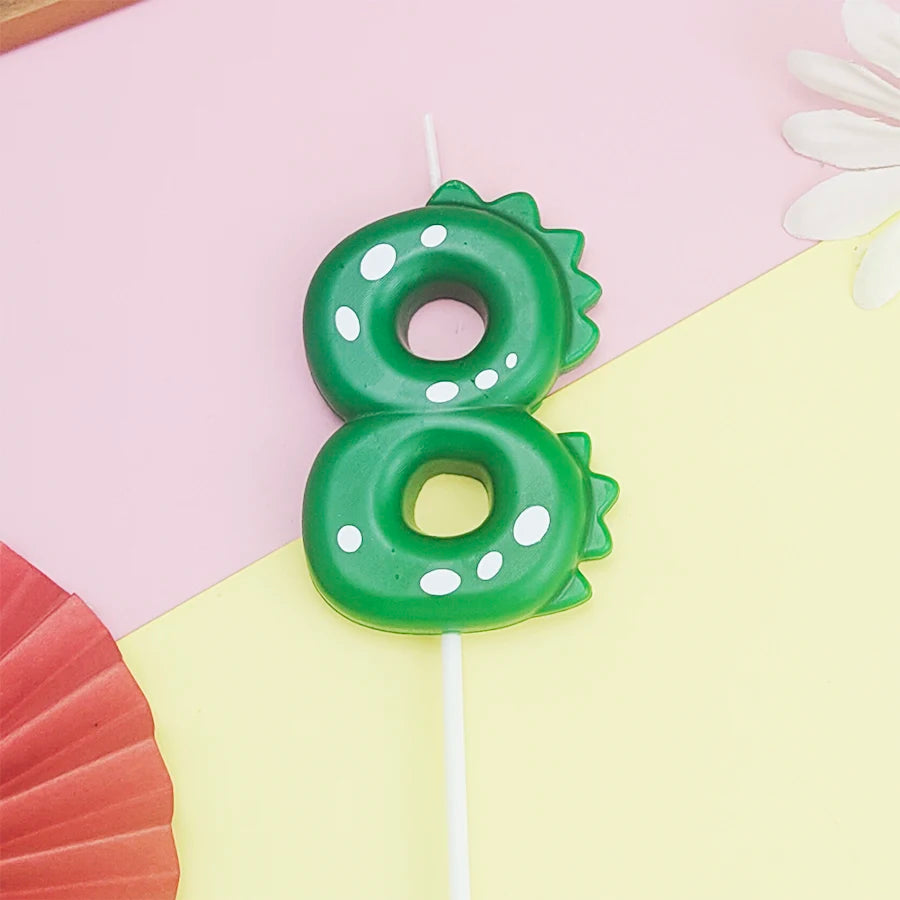 Green Dinosaur numbers 0-9 cake candle