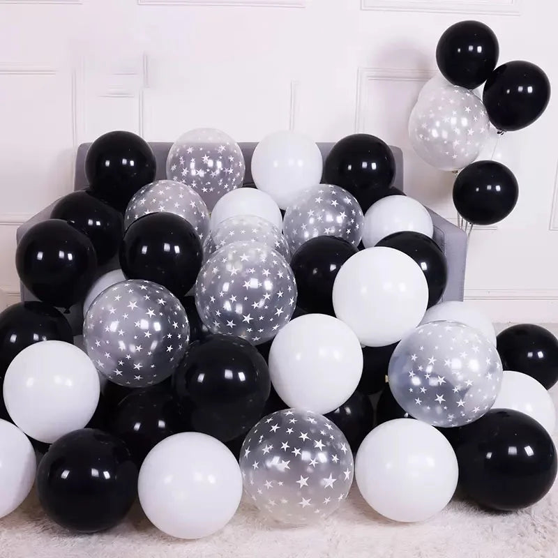 Silver black confetti Latex balloons 30pcs
