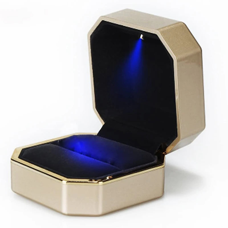 LED Light double rings box for wedding