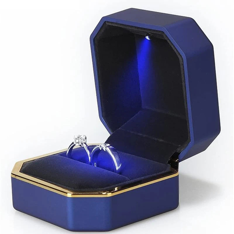 LED Light double rings box for wedding