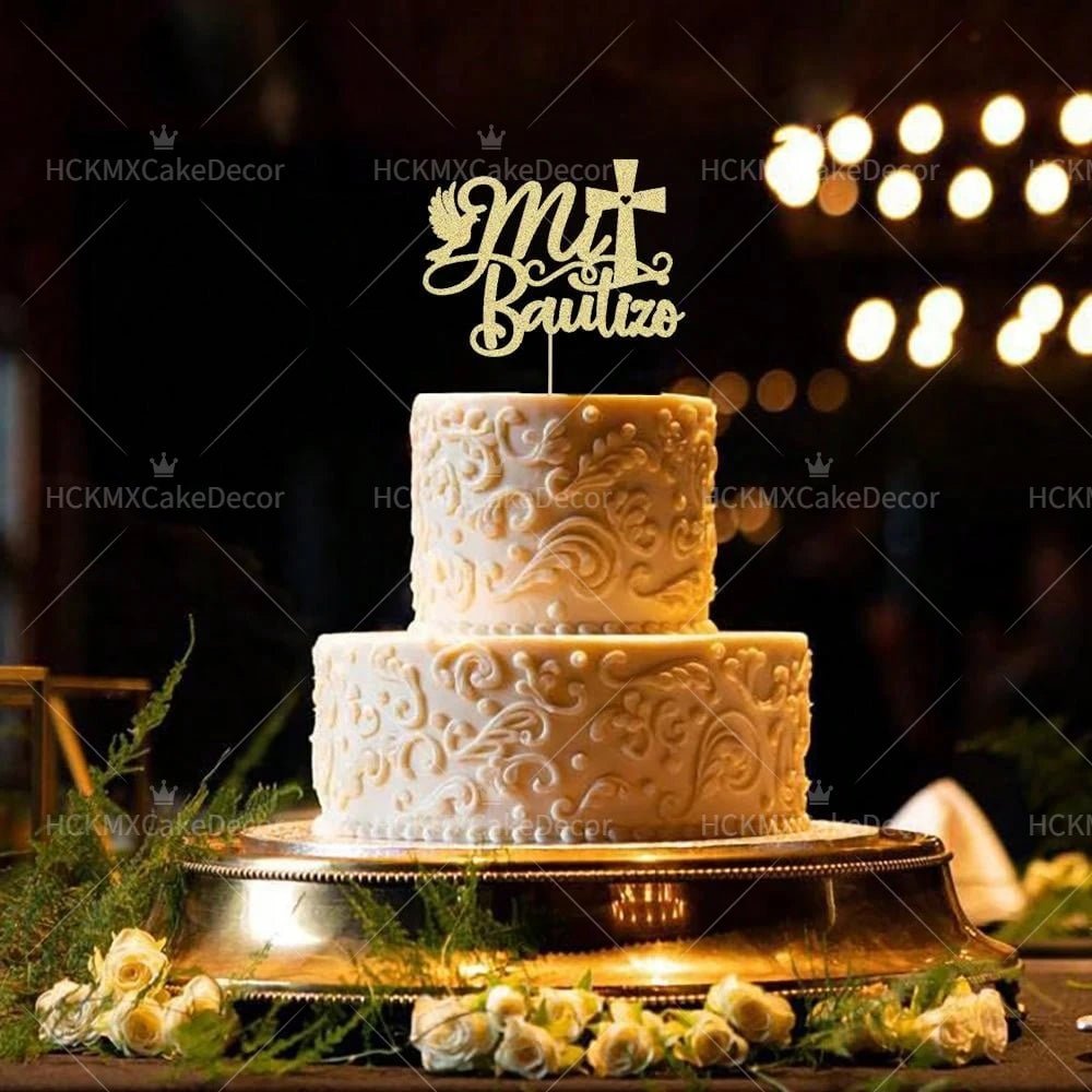 God Bless & Paper cross cake decorations