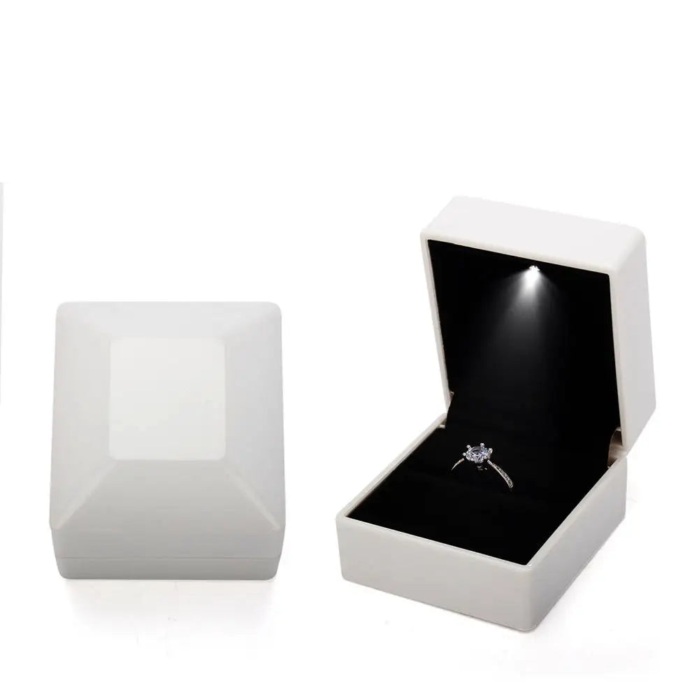 LED Light double rings box for wedding
