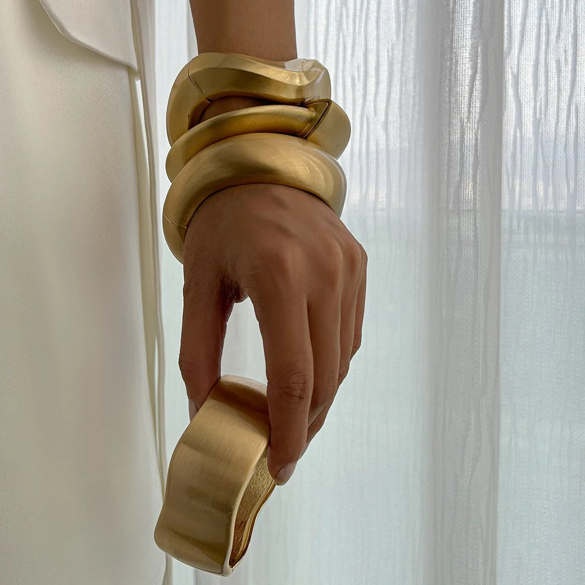 Rizana wide metal Gold color bracelet