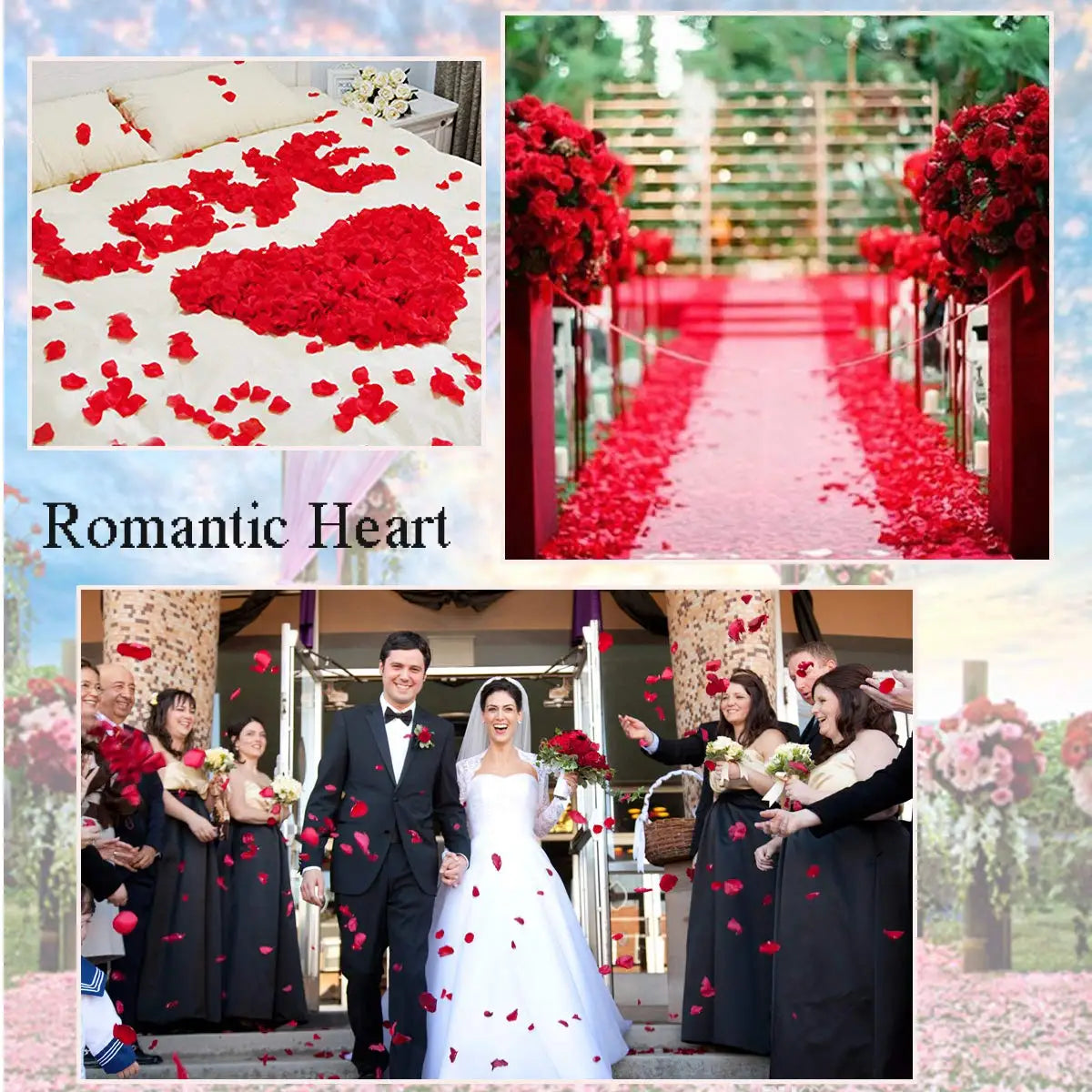 Heart padded fabric petals for table and carpet decoration 200Pcs