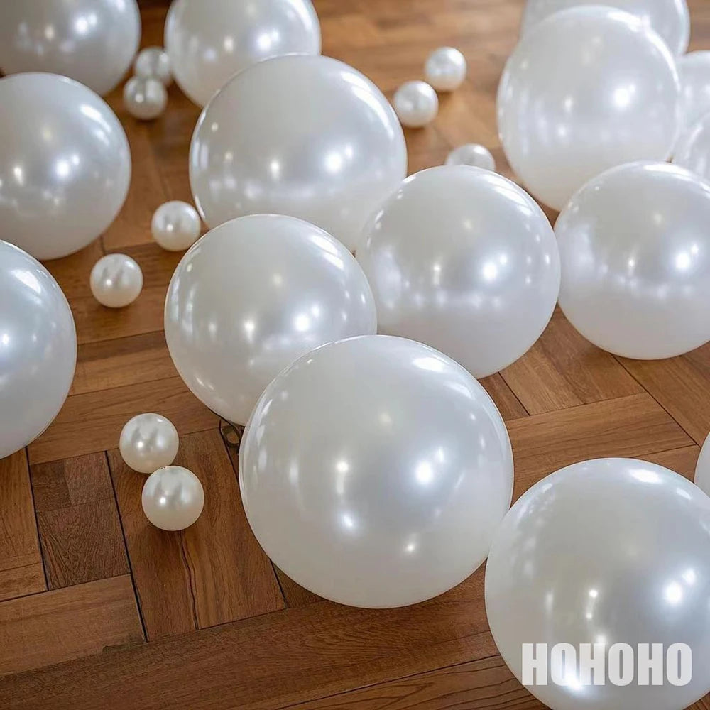 Shiny Pearl Balloons – Pink, Blue & White (5/10/12in)