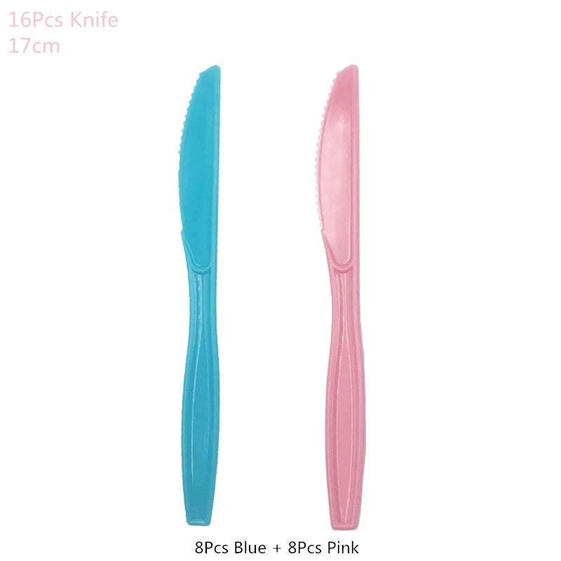 Disposable tableware set for Gender Reveal party