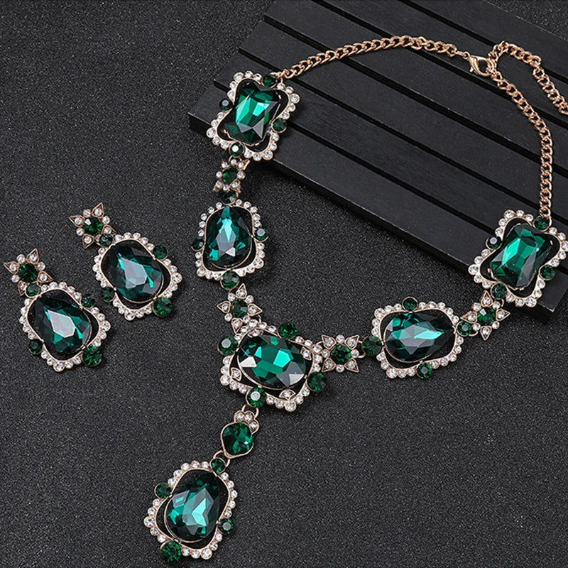 Isabella Royal crystal earrings and purple Rhinestone necklace set