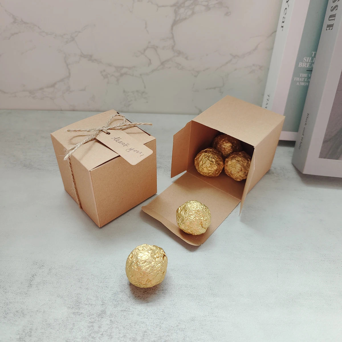 Candy gift box packaging Square kraft 10/50pcs