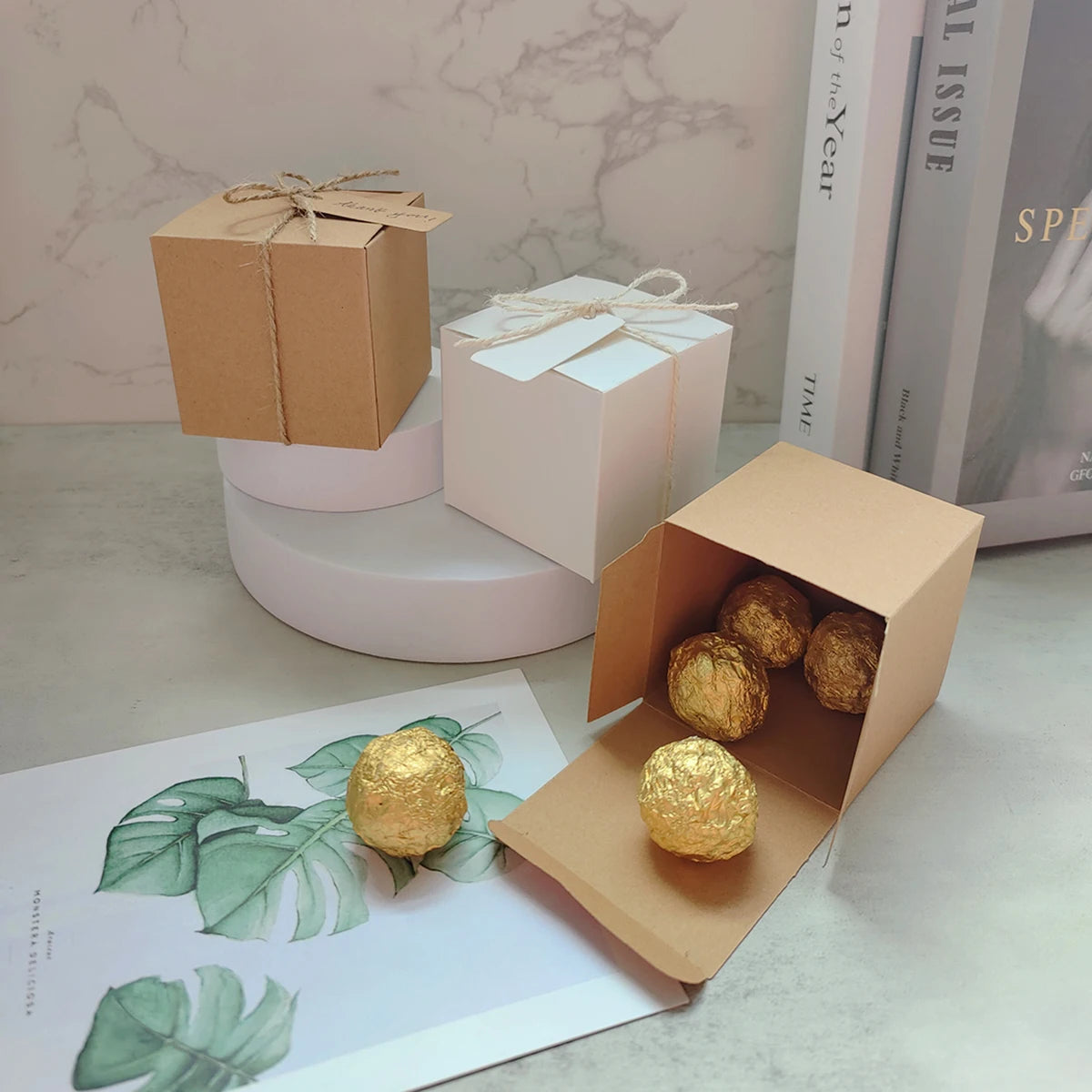 Candy gift box packaging Square kraft 10/50pcs