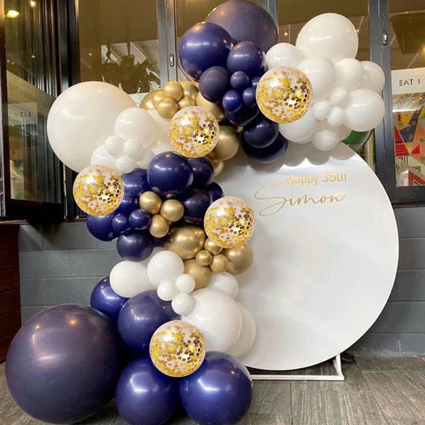 131PCS Blue & Gold Balloon Arch Set with Accessories
