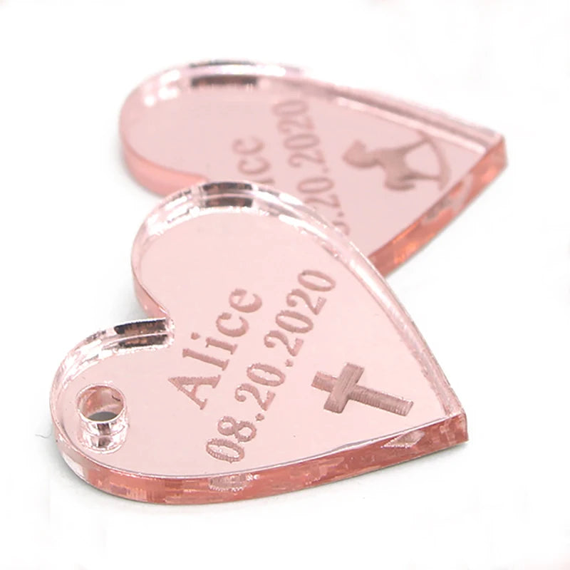 Engraved personalized name Love Heart tag 30/50/100pcs