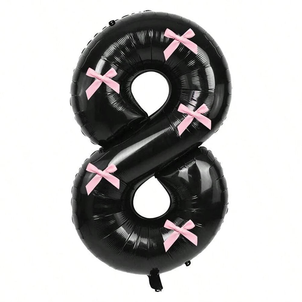 Pink Bow balloons number