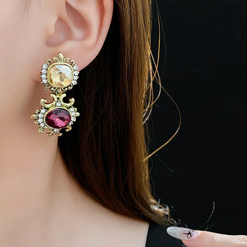 Rimma Purple Rhinestone Necklace & Earrings Set