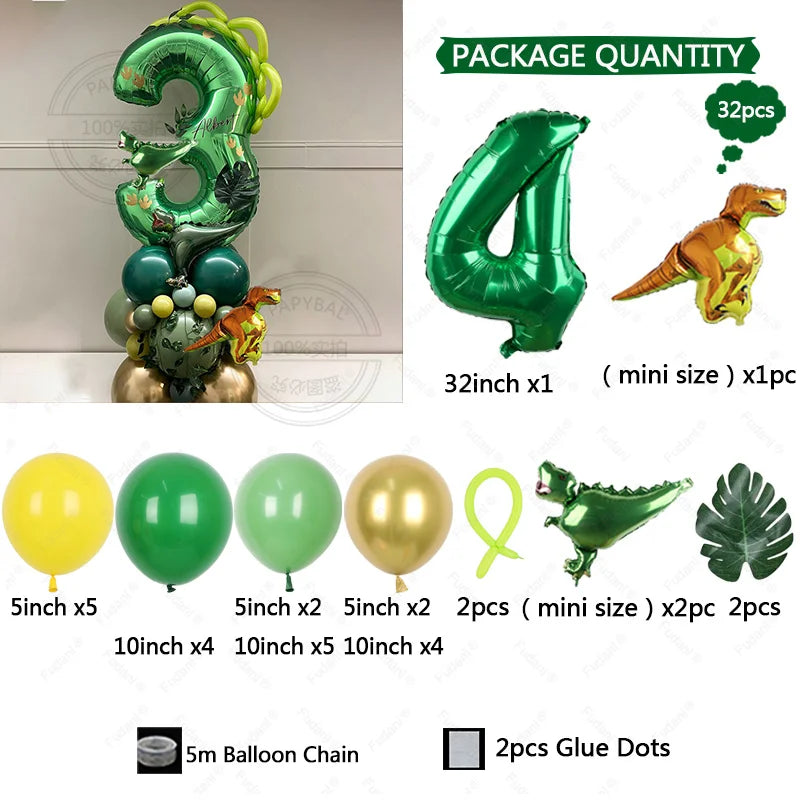 Dinosaur number balloons 32inch