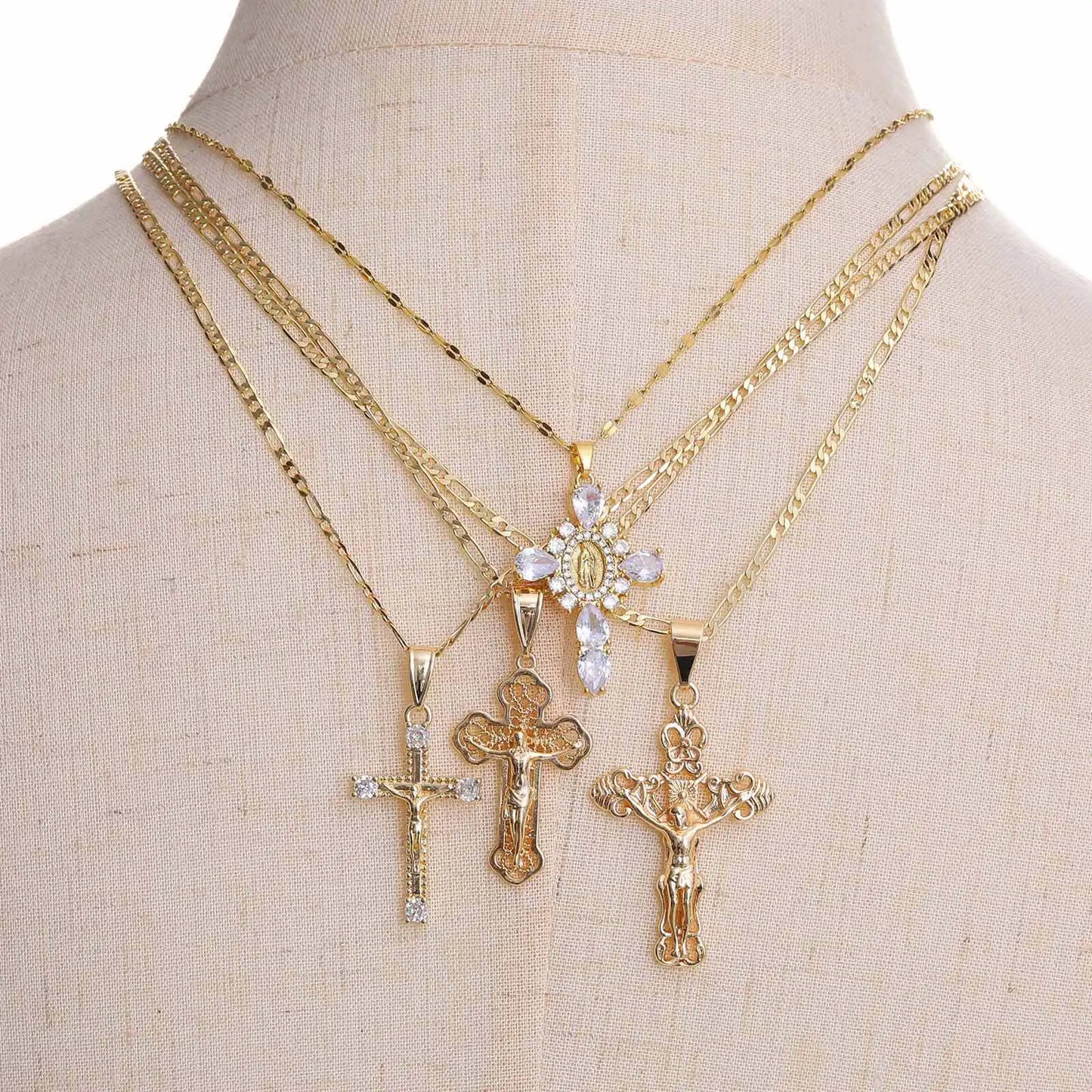 Gold plated Jesus Cross necklac