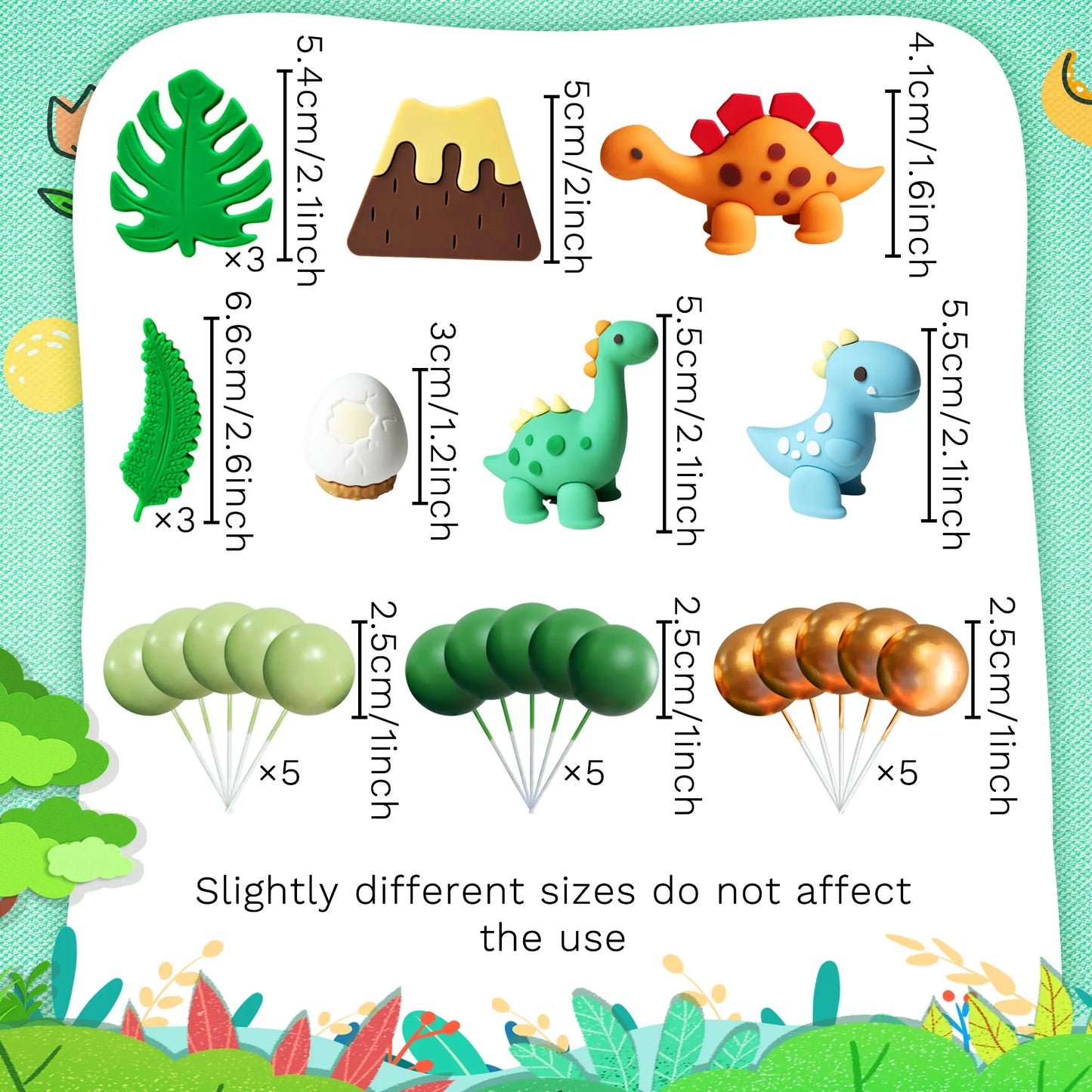 LaVenty Dinosaur Cake Topper Set