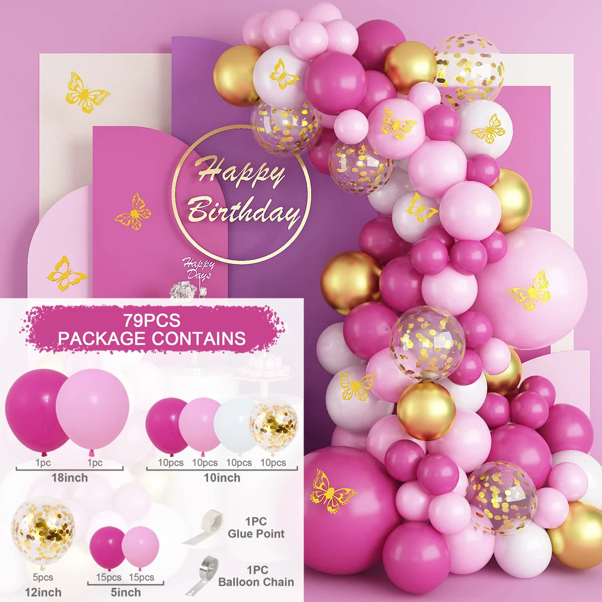 Pink balloon garland arch kit