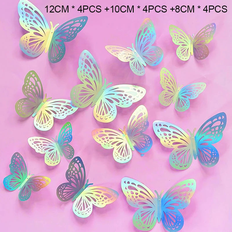 Rose gold foldable Butterfly cake toppers 12pcs