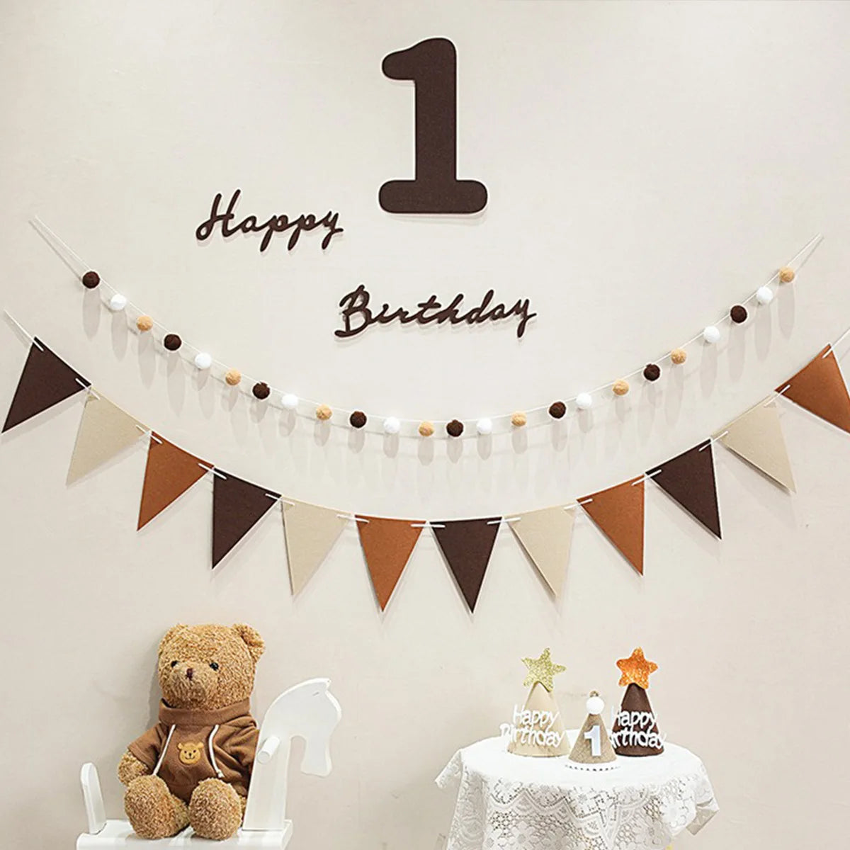 Brown happy party decoration