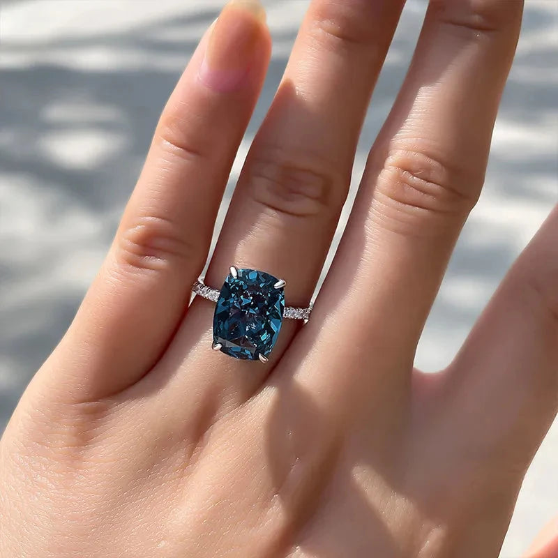 Big Oval blue CZ rings