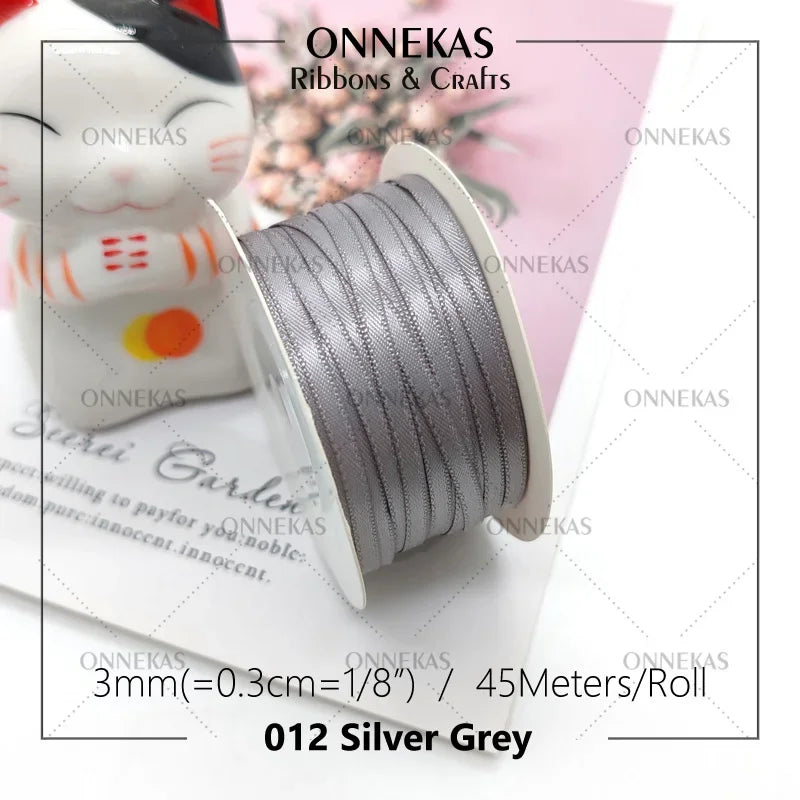 Satin ribbon 100% polyester (45M) 3mm