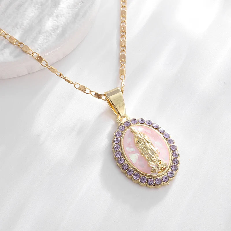 Catholic virgin Mary pendant necklace