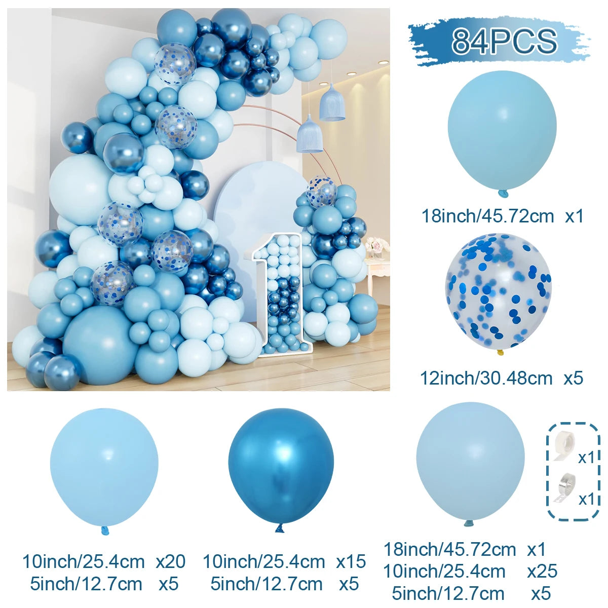 Blue balloon garland arch