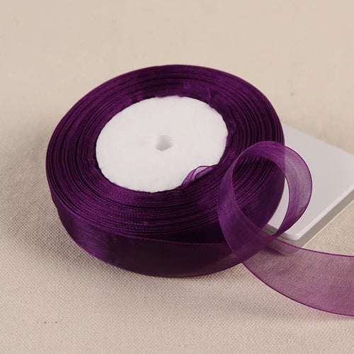 Dark purple Organza ribbons 45Meters/lot