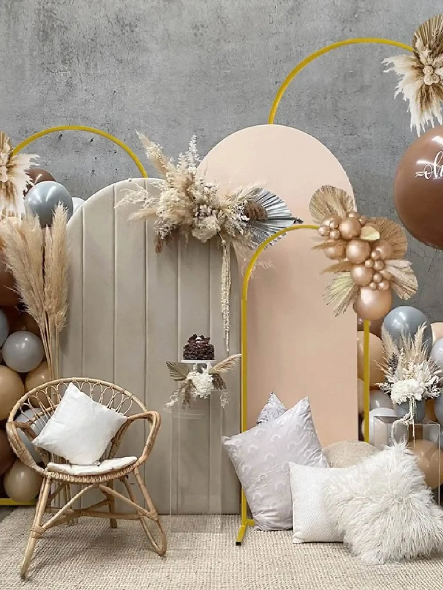 Set of gold Arch backdrop stands, decoration